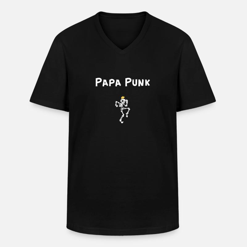 Punk Papa - Männer-T-Shirt mit V-Ausschnitt - Schwarz