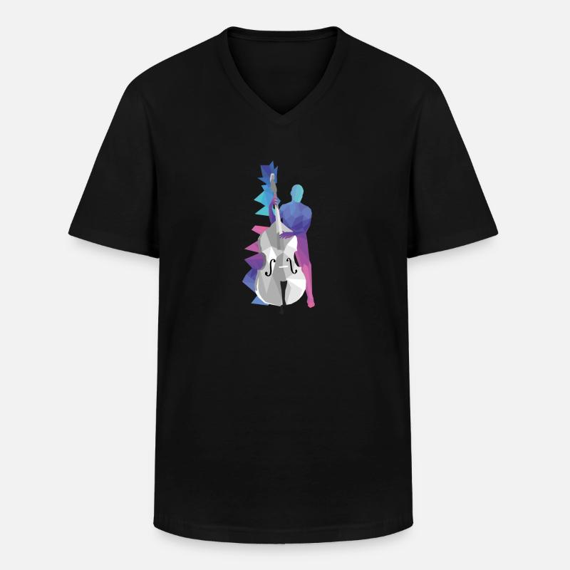 Kontrabass - Männer-T-Shirt mit V-Ausschnitt - Schwarz