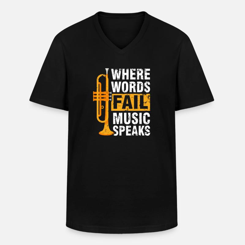 Trompete Blasmusik Musik Trompeter - Männer-T-Shirt mit V-Ausschnitt - Schwarz