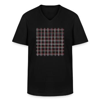 German sports fabric tartan - Men's V-Neck T-Shirt - black - Front - AI Model Male 178 dark (178cm)