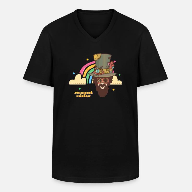 Steampunk Regenbogen - Männer-T-Shirt mit V-Ausschnitt - Schwarz