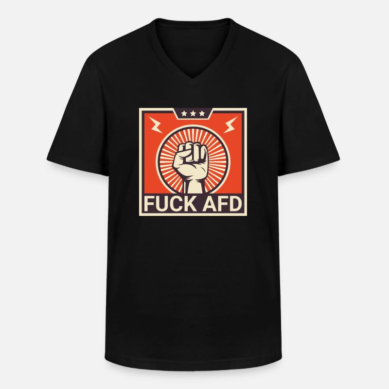 FUCK AFD - Männer-T-Shirt mit V-Ausschnitt - Schwarz