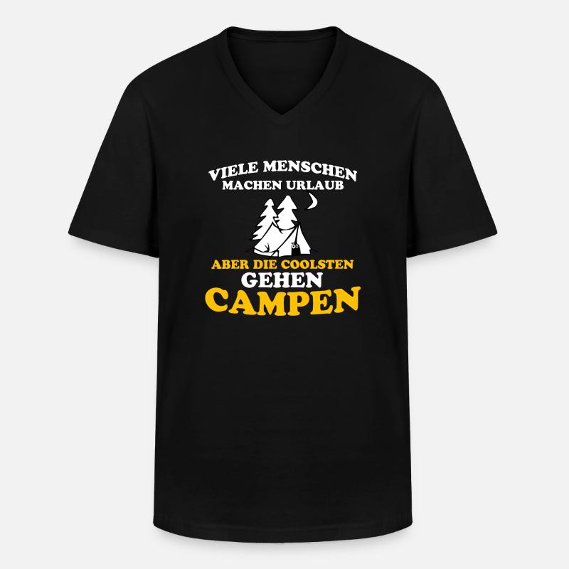 Camping - Männer-T-Shirt mit V-Ausschnitt - Schwarz