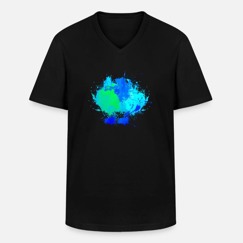 Blauer Farbfleck Hintergrund Deko - Männer-T-Shirt mit V-Ausschnitt - Schwarz