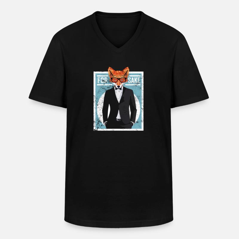 Fuchs Tier Abstrakt - Männer-T-Shirt mit V-Ausschnitt - Schwarz