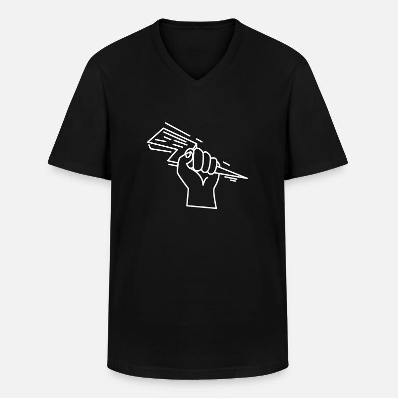 Hand Lightning - Männer-T-Shirt mit V-Ausschnitt - Schwarz