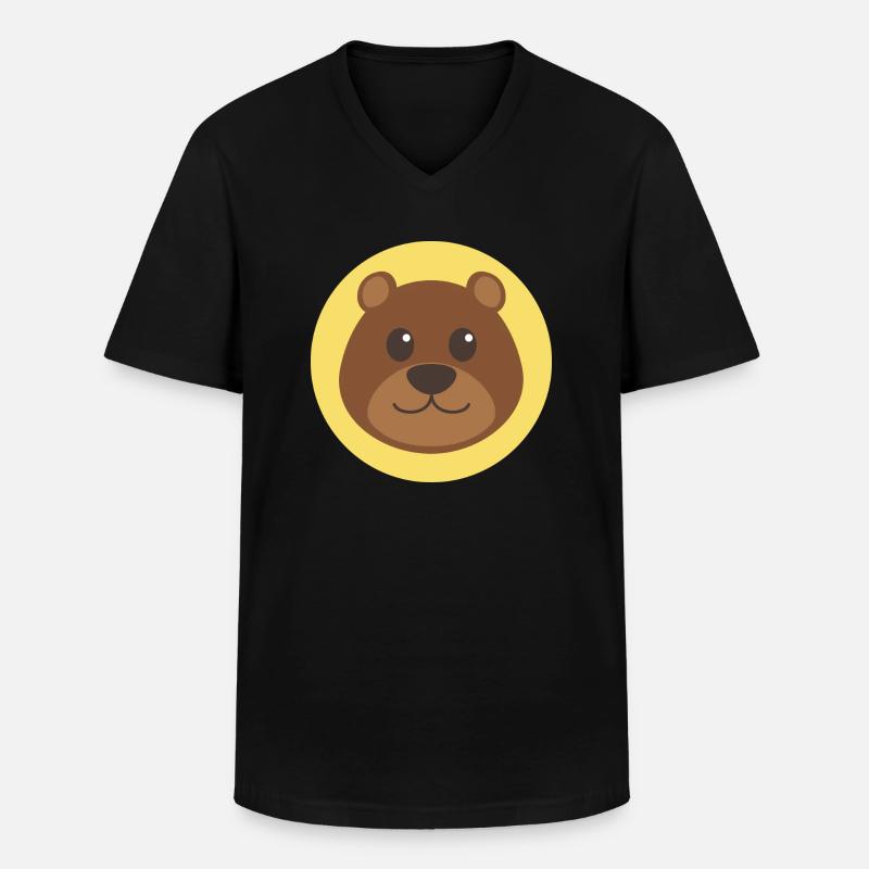 Bär Kopf - Männer-T-Shirt mit V-Ausschnitt - Schwarz