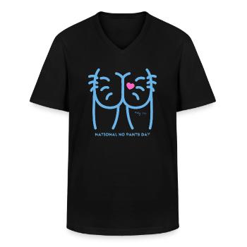 Journée nationale sans pantalon Joues de fesses - T-shirt col V Homme - noir - Devant - AI Model Male 178 dark (178cm)