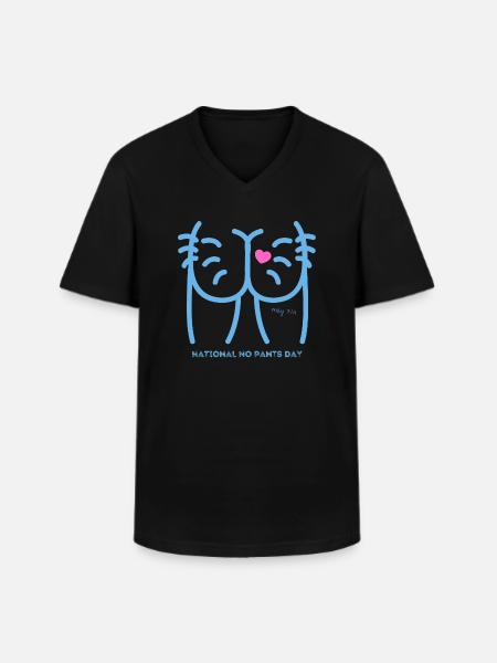 Journée nationale sans pantalon Joues de fesses - T-shirt col V Homme - noir