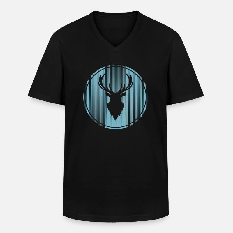 Hirsch - Männer-T-Shirt mit V-Ausschnitt - Schwarz
