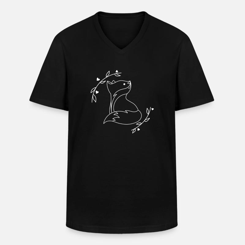 Fuchs Ornament - Männer-T-Shirt mit V-Ausschnitt - Schwarz