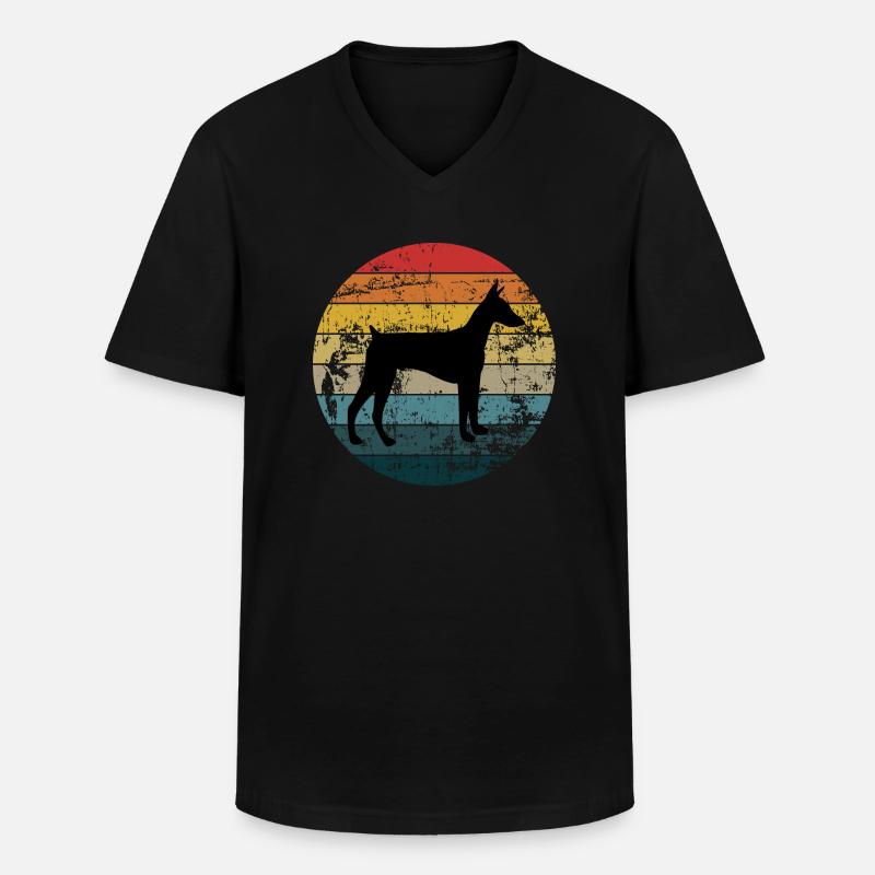 Dobermann - Männer-T-Shirt mit V-Ausschnitt - Schwarz