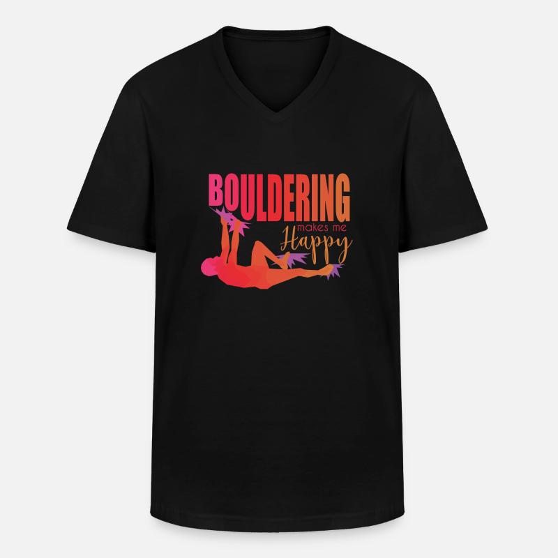 Bouldern - Männer-T-Shirt mit V-Ausschnitt - Schwarz
