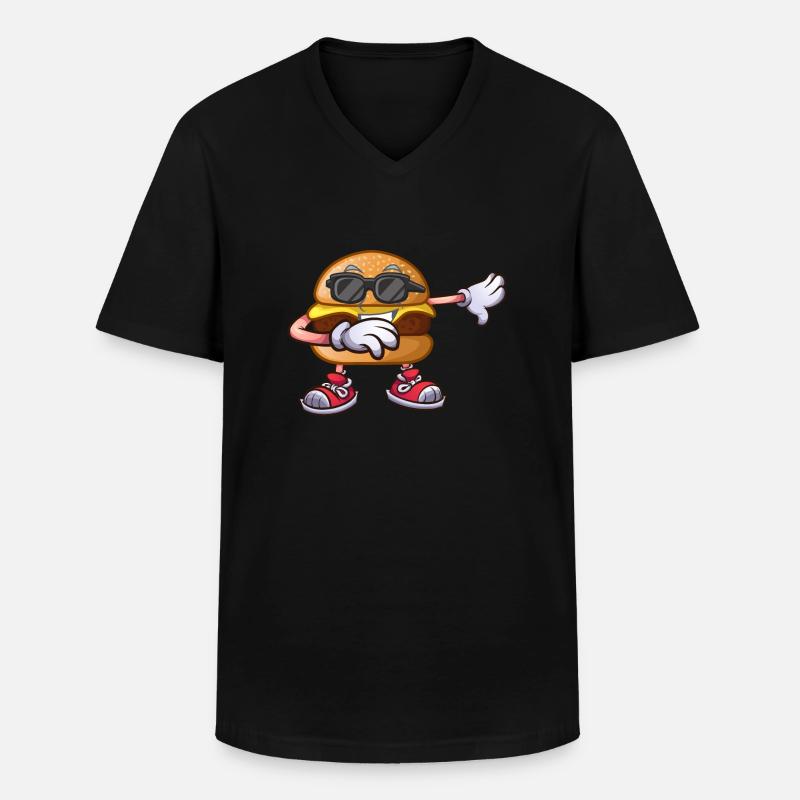 Cheeseburger Geschenk - Männer-T-Shirt mit V-Ausschnitt - Schwarz