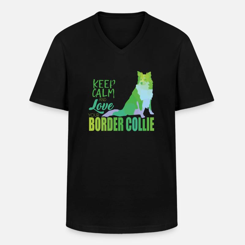 Border Collie - Männer-T-Shirt mit V-Ausschnitt - Schwarz