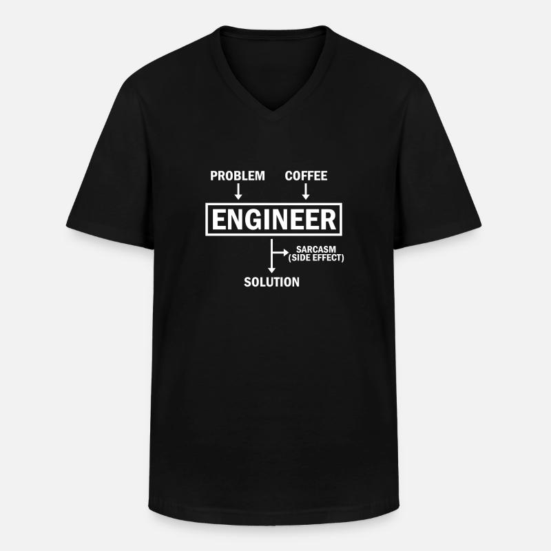 Problem Engineer Coffee Solution Sarcasm - Men's V-Neck T-Shirt - black
