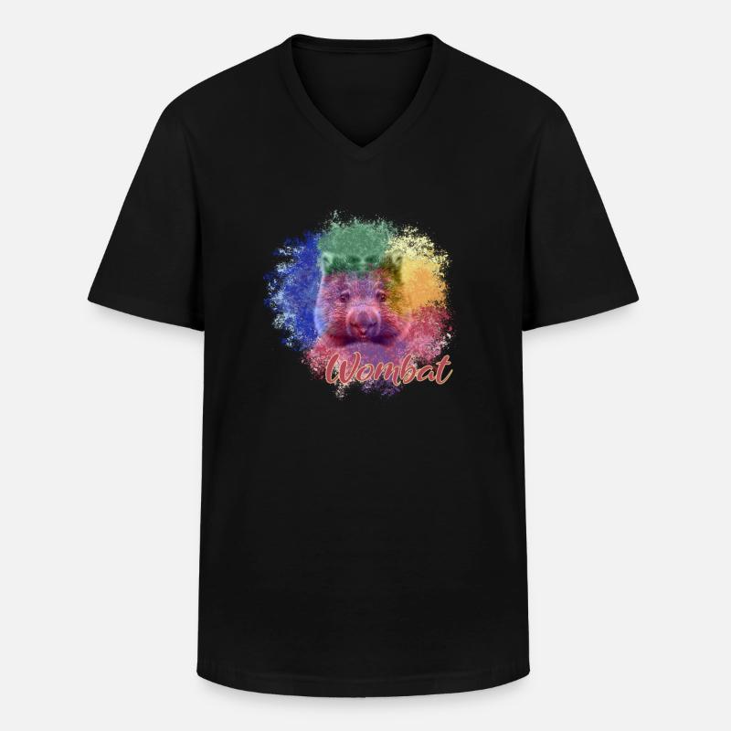 Wombat - Männer-T-Shirt mit V-Ausschnitt - Schwarz