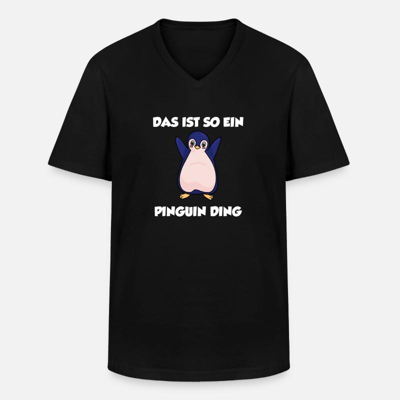 Pinguin - Männer-T-Shirt mit V-Ausschnitt - Schwarz