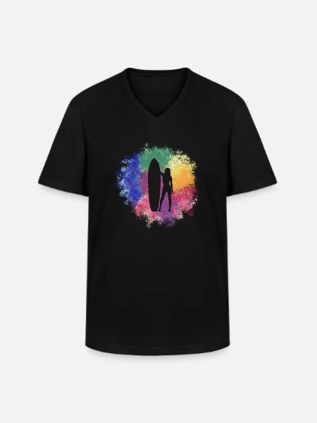 Surfeuse fille - T-shirt col V Homme - noir