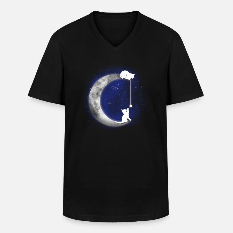 Katze - Männer-T-Shirt mit V-Ausschnitt - Schwarz