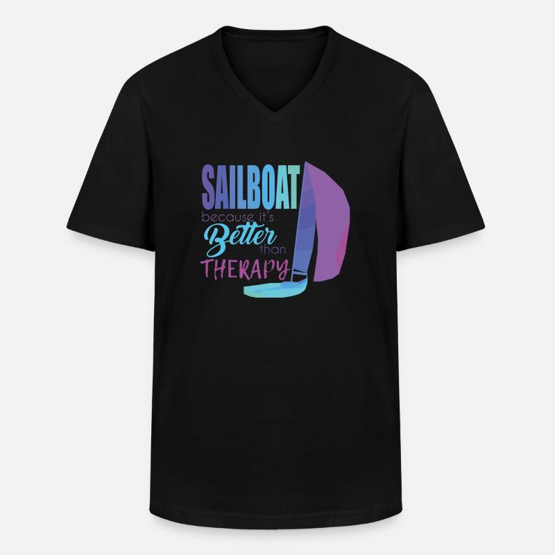 Segelboot - Männer-T-Shirt mit V-Ausschnitt - Schwarz