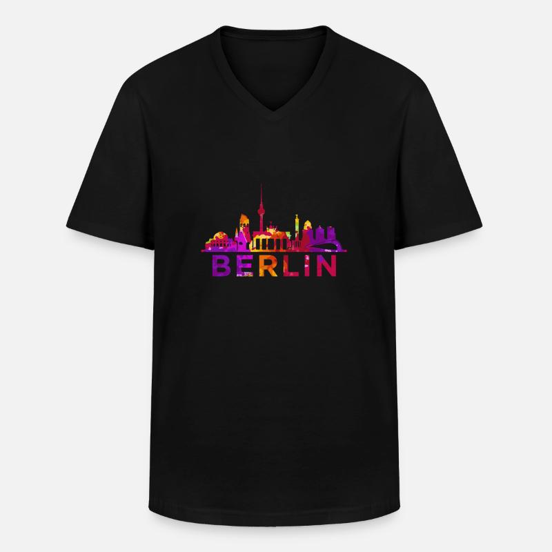 Berlin Skyline Impression Souvenir Idea regalo - Maglietta da uomo classica con scollo a V - nero