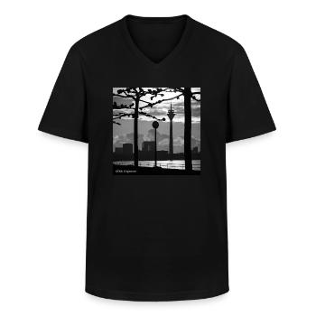 Der Rhein in Düsseldorf - Männer-T-Shirt mit V-Ausschnitt - Schwarz - Vorne - AI Model Male 178 dark (178cm)