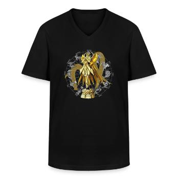 Virgo Zodiac Divine Armor - Men's V-Neck T-Shirt - black - Front - AI Model Male 178 dark (178cm)