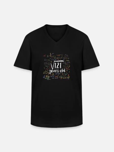 11th birthday - root of 121 - Men's V-Neck T-Shirt - black