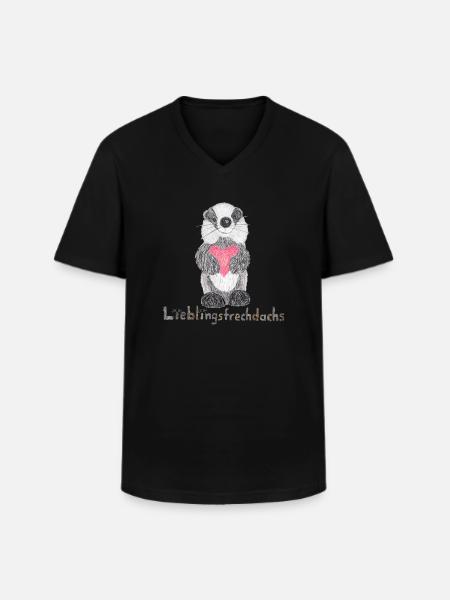 Lieblingsfrechdachs mit Herz - Männer-T-Shirt mit V-Ausschnitt - Schwarz