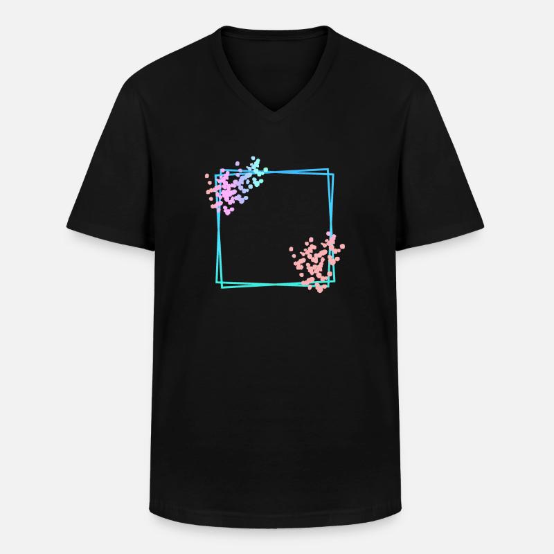Blue square frame with dots - Men's V-Neck T-Shirt - black