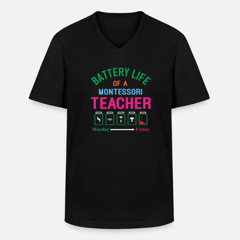 Montessori Teacher - Männer-T-Shirt mit V-Ausschnitt - Schwarz