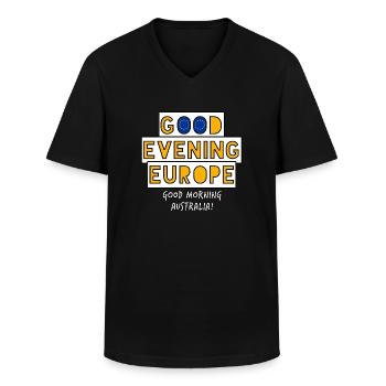 European Eurovision Song Contest - Men's V-Neck T-Shirt - black - Front - AI Model Male 178 dark (178cm)