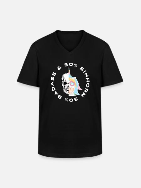 Enhörning och Badass Unicorn Present Födelsedag - T-shirt med V-ringning herr - svart