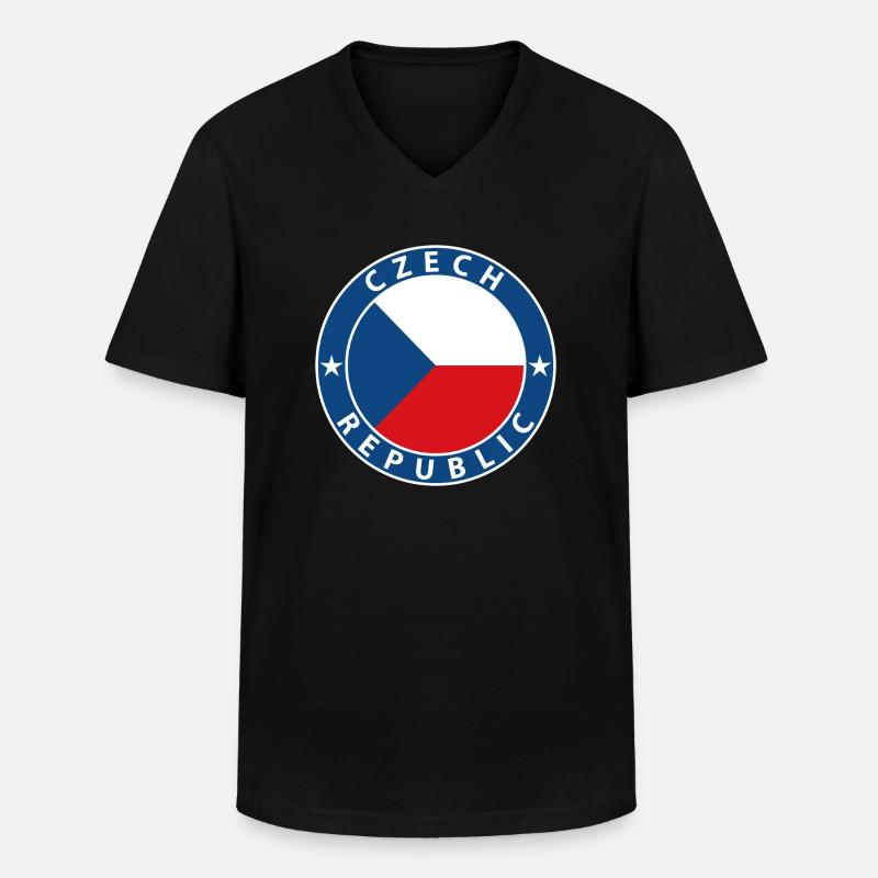 Tschechien - Männer-T-Shirt mit V-Ausschnitt - Schwarz