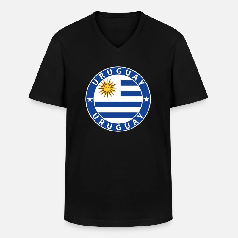 Uruguay - Männer-T-Shirt mit V-Ausschnitt - Schwarz