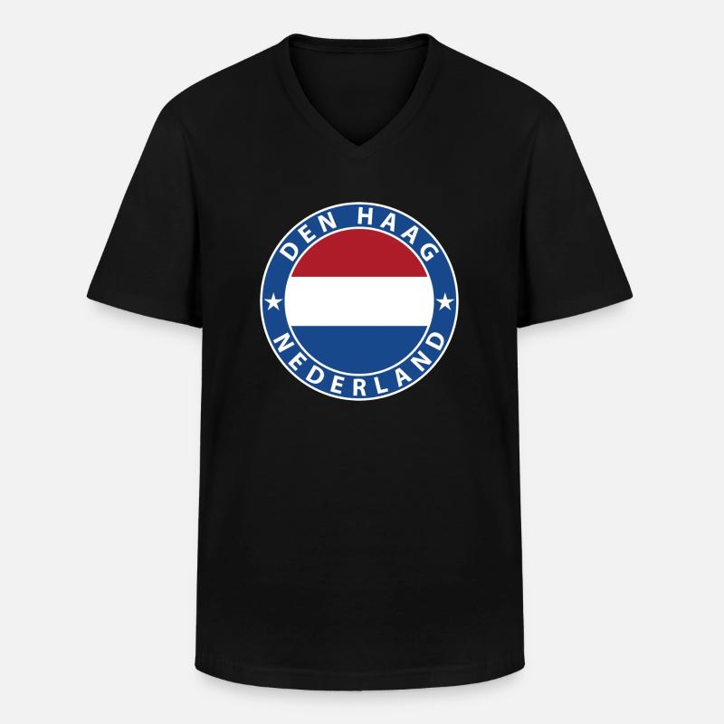 Den Haag - Männer-T-Shirt mit V-Ausschnitt - Schwarz