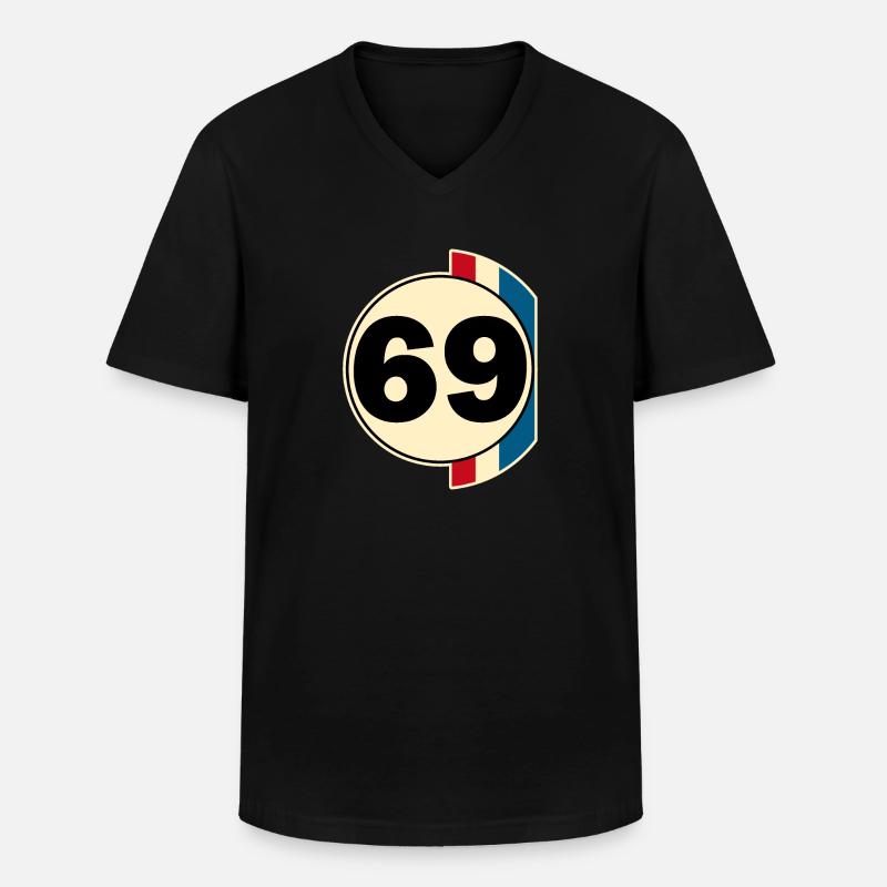 69 - Männer-T-Shirt mit V-Ausschnitt - Schwarz