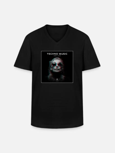 Techno music glitch - Men's V-Neck T-Shirt - black