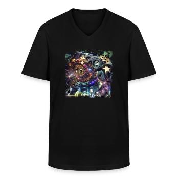 The Universe Machine - Men's V-Neck T-Shirt - black - Front - AI Model Male 178 dark (178cm)