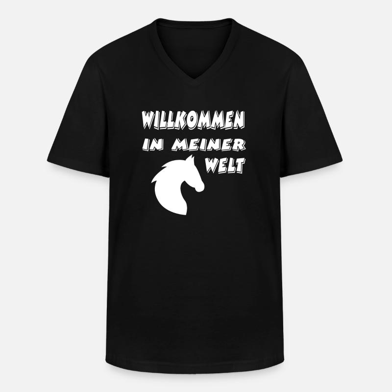 Pferd - Männer-T-Shirt mit V-Ausschnitt - Schwarz
