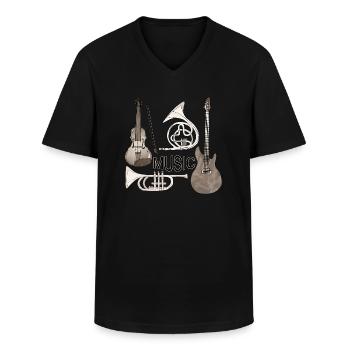 Instruments de musique - T-shirt col V Homme - noir - Devant - AI Model Male 178 dark (178cm)