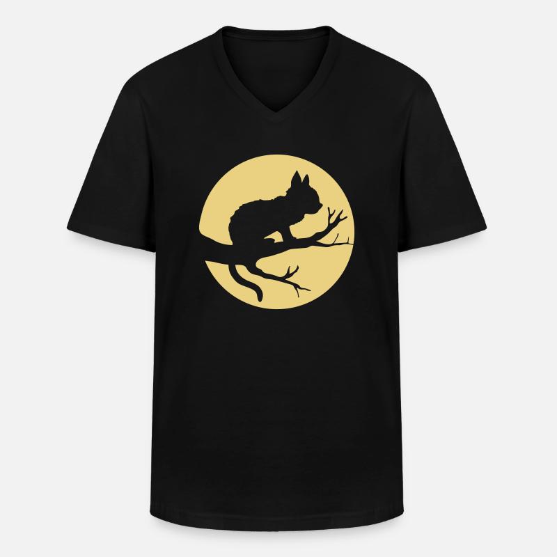 Baum Mond Schwarze Katze - Männer-T-Shirt mit V-Ausschnitt - Schwarz
