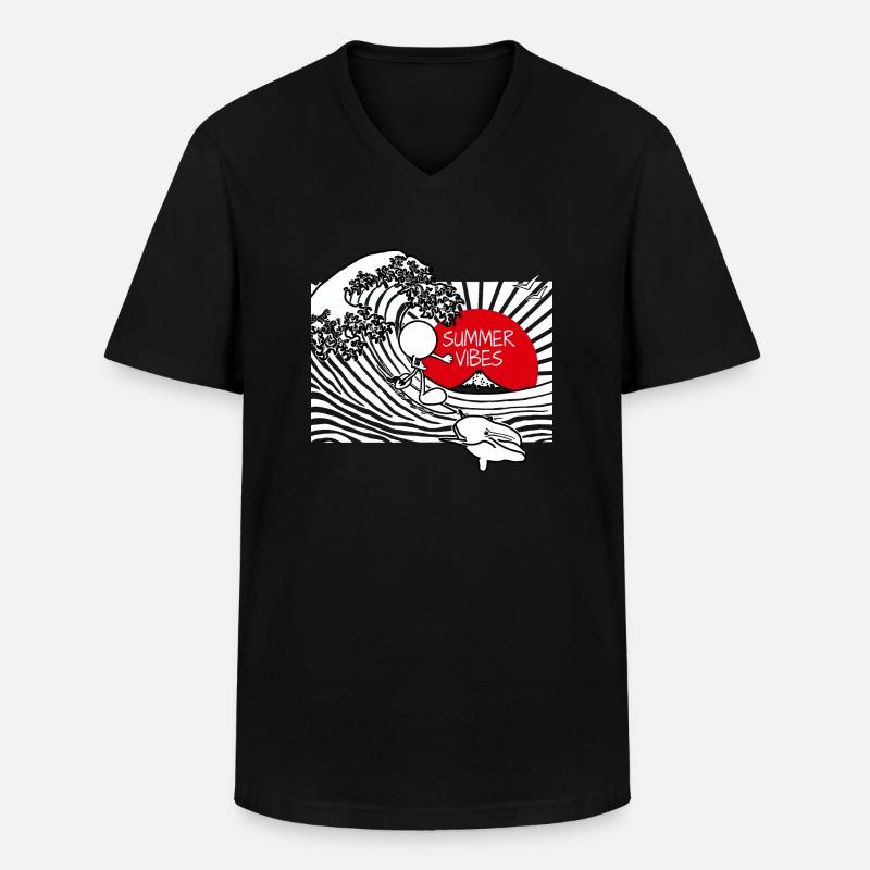 Summer Vibes Doddle - Männer-T-Shirt mit V-Ausschnitt - Schwarz