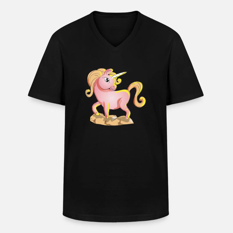 Süsses Einhorn - Männer-T-Shirt mit V-Ausschnitt - Schwarz