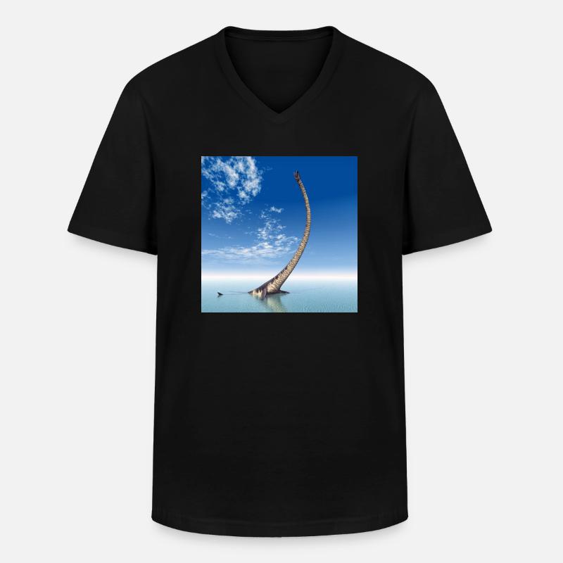 Plesiosaurier Elasmosaurus - Männer-T-Shirt mit V-Ausschnitt - Schwarz