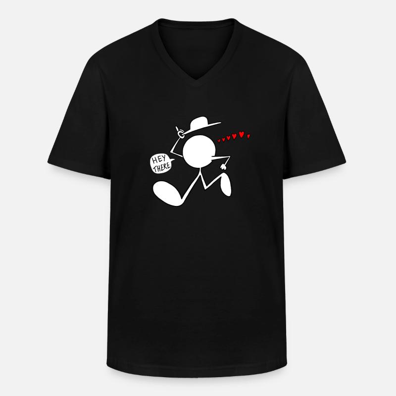 Hey There Plain Doodle - Männer-T-Shirt mit V-Ausschnitt - Schwarz