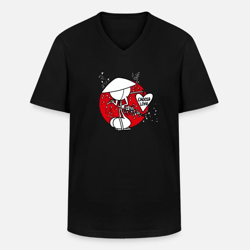 Samurai Of Hearts Plain Doddle - Men's V-Neck T-Shirt - black