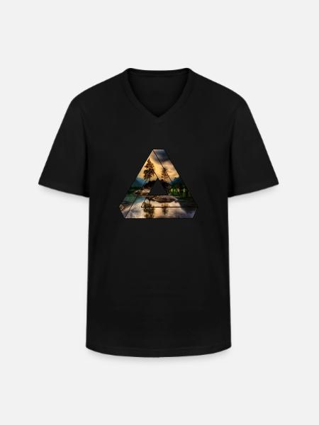 Nature Triangle Forest Lake - Men's V-Neck T-Shirt - black