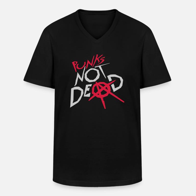 punks not dead Zitat - Männer-T-Shirt mit V-Ausschnitt - Schwarz